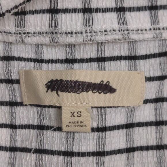 Madewell Windowpane Plaid Crinkle Polo Crop Top XS New - Picture 6 of 10